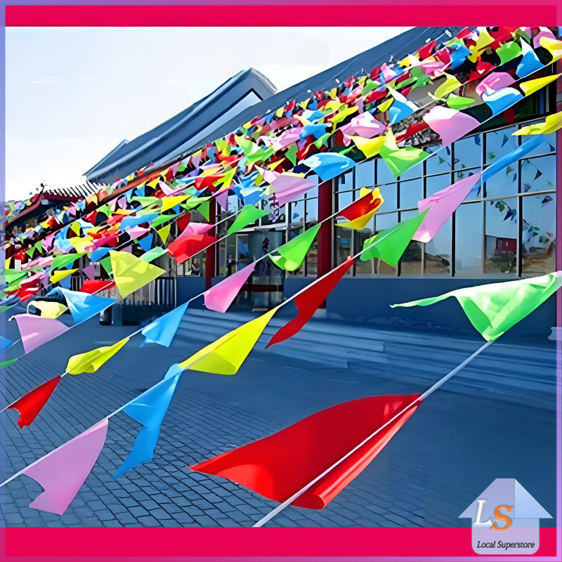ธงราวสลับ 5 สี ธงจัดงานวัด ธงปาร์ตี้ ยาว 50 เมตร Multicolor Flags
