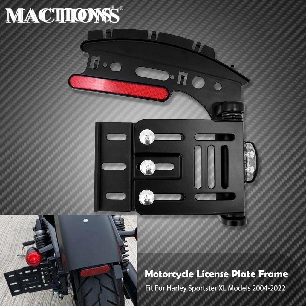 รถจักรยานยนต์ไฟ LED พับพับด้านข้างกรอบป้ายทะเบียนสําหรับ Harley Sportster XL 1200 883 Super Low 04-22