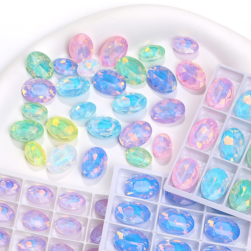 ออกแบบใหม่รูปไข่ 10*14 มม.13*18 มม.โอปอล มอคค่า สีหลวมคริสตัล ไรน์สโตน สําหรับ DIY ทำด้วยมือ