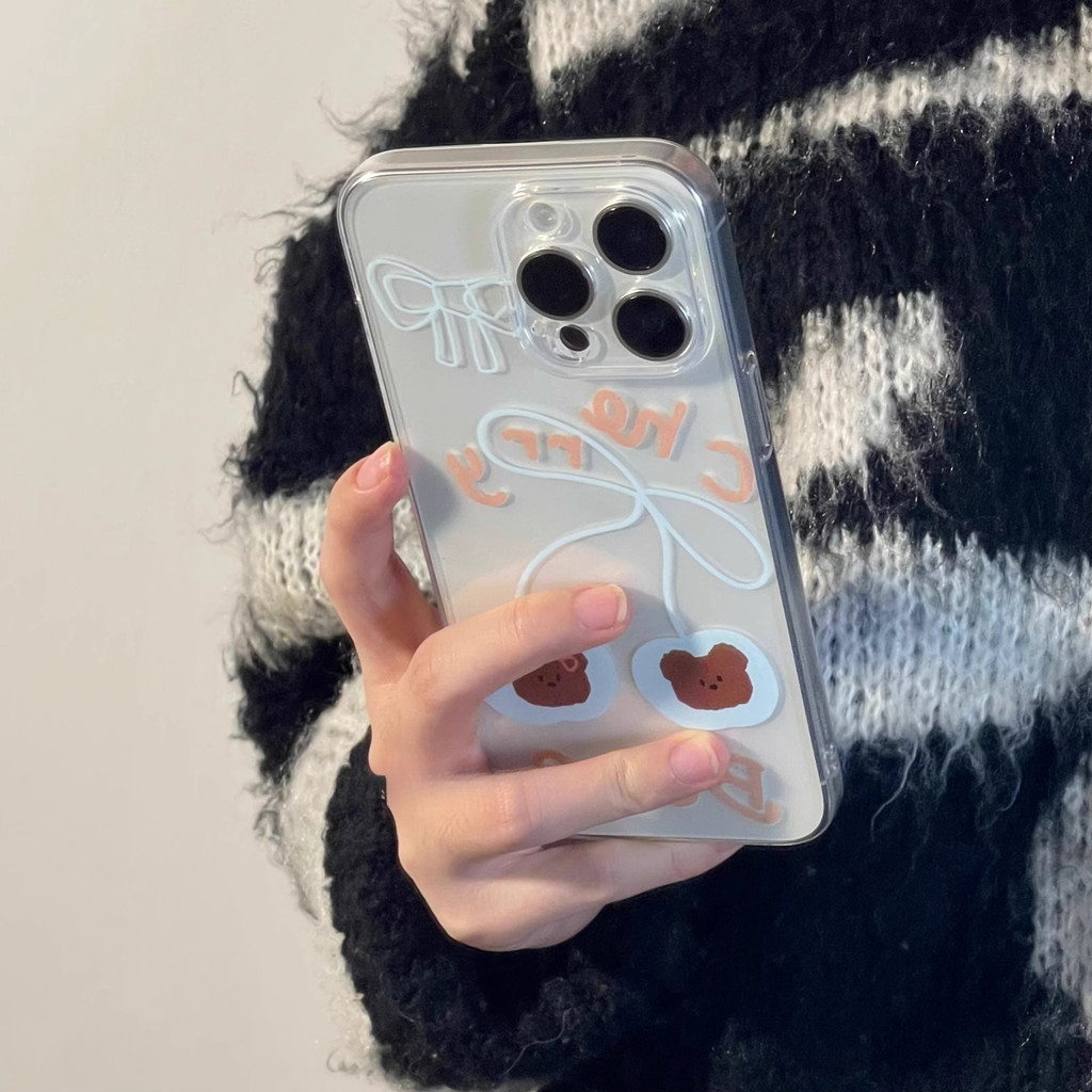 สไตล์เรียบง่ายโบว์หมีนุ่มกรณี HP Vivo Y19s Pro V50 Lite Y29Y28 Y18 Y100 4G 5G V30e V30 pro V29 V29 V