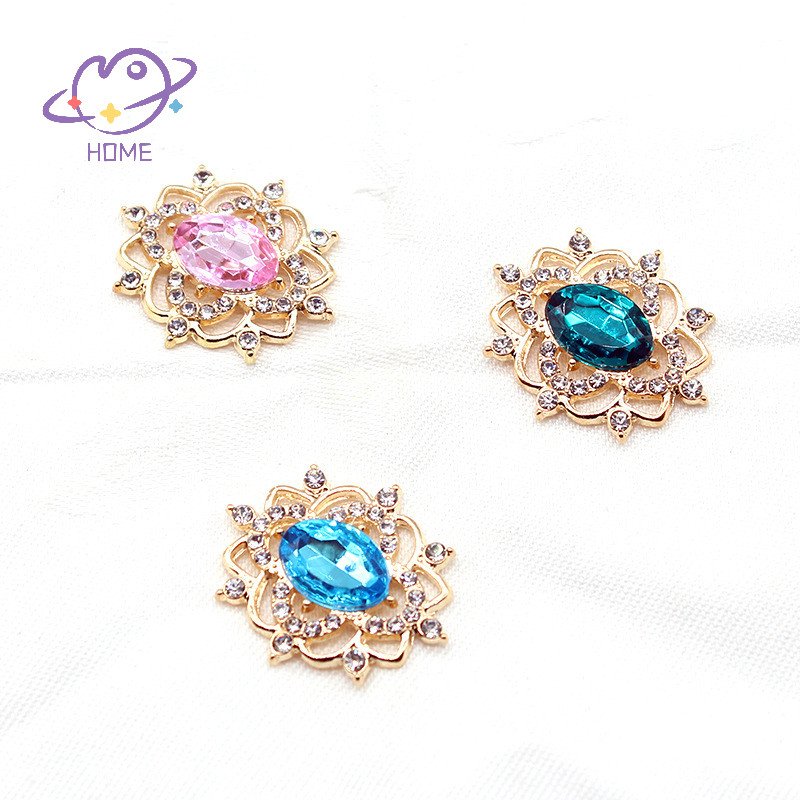 [mayhome] 27*31 มม.รูปไข่เพชรดอกไม้แผ่นเครื่องประดับอุปกรณ์เสริม Diy ชุดแต่งงานโบว์ Headwear เครื่องประดับ {TH}