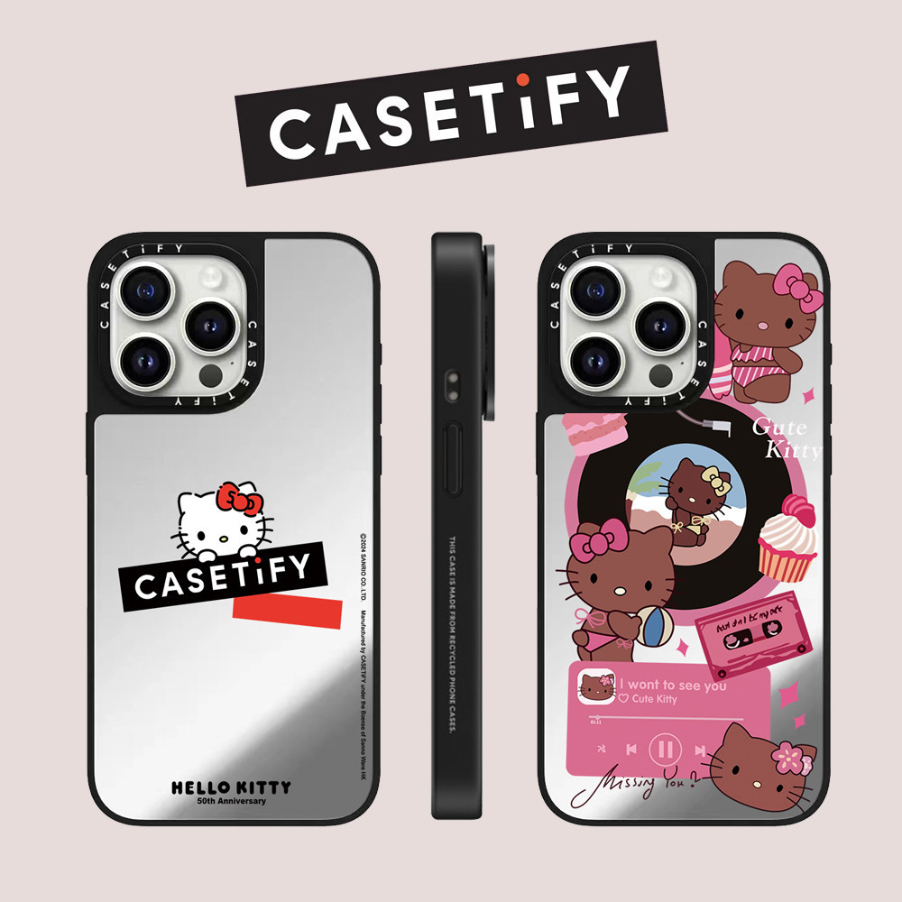 Drop proof CASETIFY เคสโทรศัพท์สําหรับ iPhone 15 plus 15Pro 15promax 14pro 14promax 13 13promax พิมพ์ด้านข้างเคสแข็งน่ารักคิตตี้แมว 12 12promax กรณี iPhone 11 กรณีคุณภาพสูง