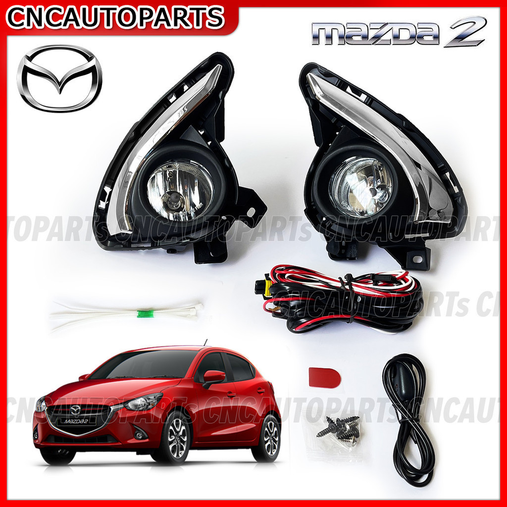 ไฟตัดหมอก MAZDA2 ปี 2015 2016 2017 2018 2019 มาสด้า2  ไฟสปอร์ตไลท์ คิ้วโครเมี่ยม แถมฟรี สายไฟ หลอดไฟ สวิตซ์
