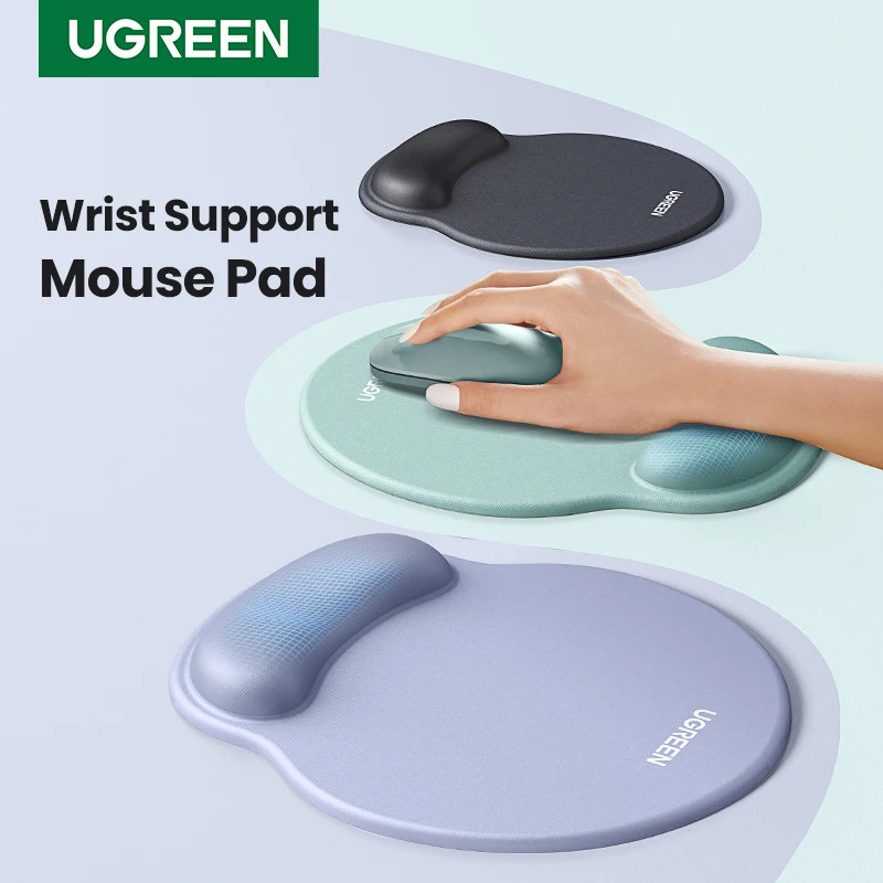 Ugreen แผ่นรองเมาส์สายรัดข้อมือ Ergonomic Mousepad ลื่นหน่วยความจําโฟมสําหรับ Office Home คอมพิวเตอร์ PC โต๊ะผ้า Mousepad