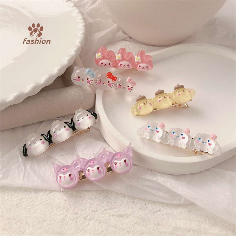 [แฟชั่น] 2 ชิ้น Kawaii Sanrio Hairpin น่ารัก Hello Kitty Melody Kuromi สาว BB คลิปการ์ตูนด้านข้าง Bangs คลิปคลิปผมเครื่องประดับผมของขวัญ {TH}