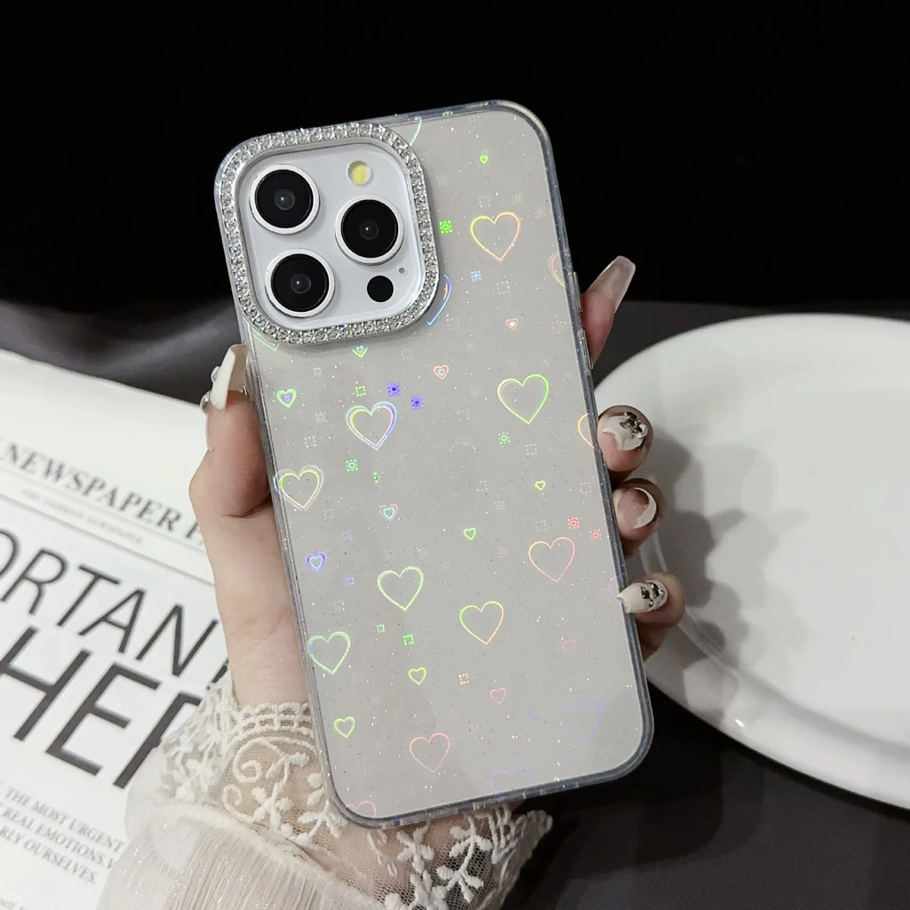 3d Love IMD ขั้นสูงโปร่งใสเคสโทรศัพท์ Fro IPhone 15 14 13 12 11 Pro Max Plus กันกระแทกปกแข็ง
