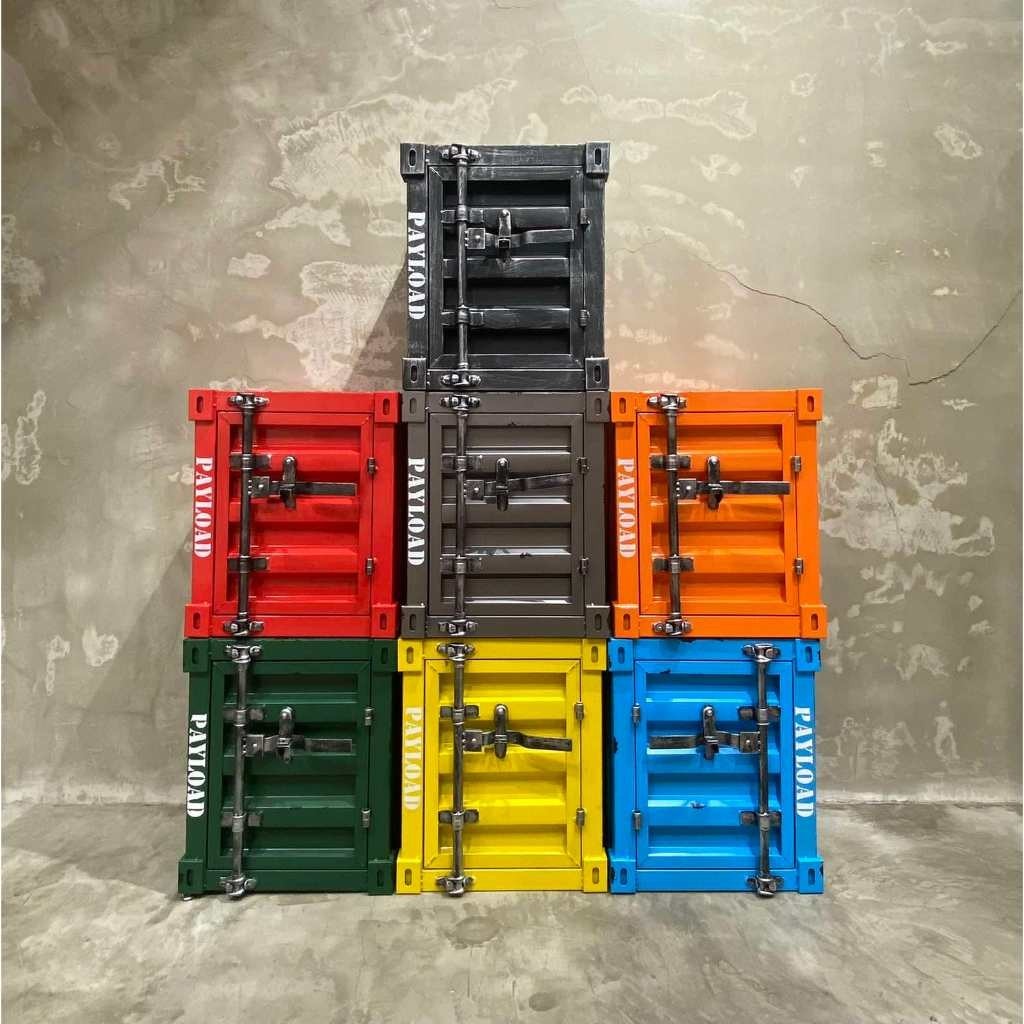 p5j1z6ovc4 ตู้เก็บของข้างเตียง ✅Ready Stock✅ Industrial Style Container Bedside Table Bedroom Small 
