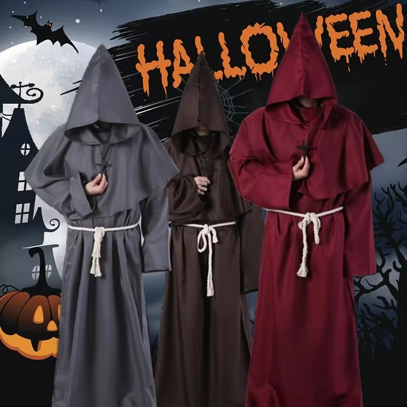 ผู้ชายผู้หญิงพระภิกษุสงฆ์เสื้อผ้าเครื่องแต่งกายโบราณยุคกลางพระภิกษุสงฆ์เสื้อคลุมตัวช่วยสร้างพระภิกษุฮาโลวีนคอสเพลย์เครื่องแต่งกายกับโรคระบาดหน้ากากหมอ - รูปที่ 2