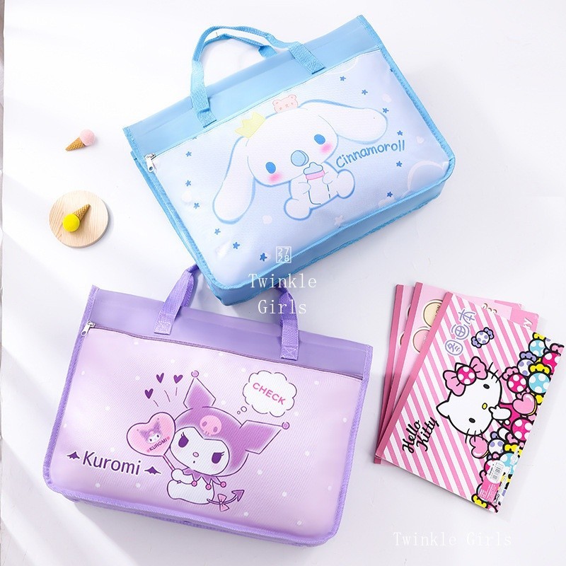 Kuromi Cinnamoroll A3 Art กระเป๋า 8K Sketchbook กระเป๋าขนาดใหญ่ความจุกันน้ํากระดานวาดภาพกระเป๋า Hello Kitty Melody PokéMon Tuition กระเป๋าเก็บกระเป๋ากระเป๋านักเรียน