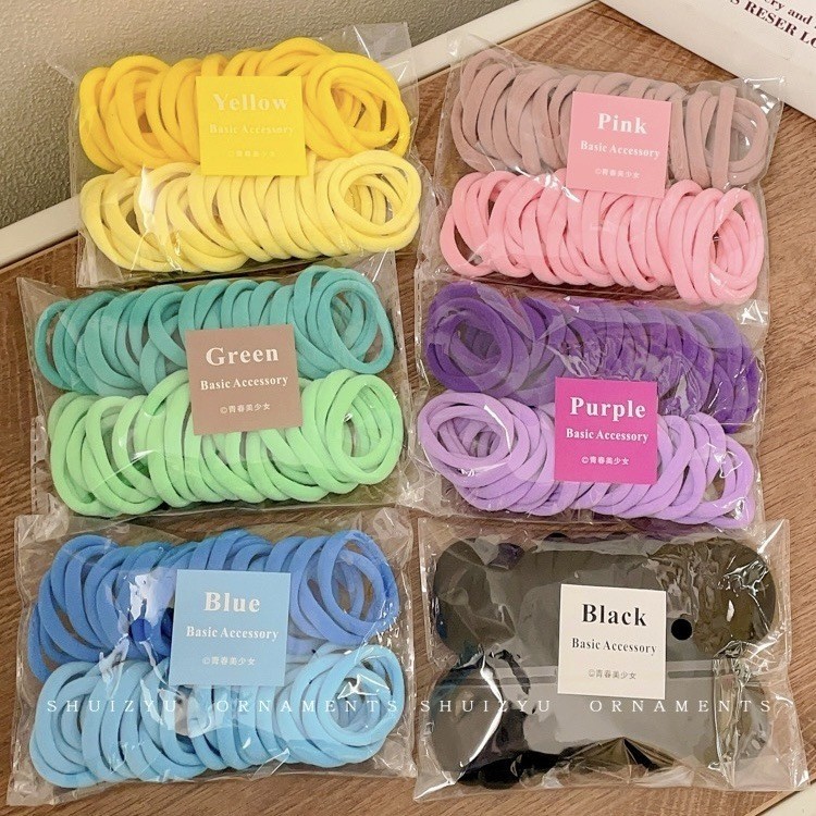 200ชิ้นชุดผูกผมสําหรับเด็กแฟชั่นเกาหลีที่เรียบง่ายยืดหยุ่นสูงยางรัดอุปกรณ์ผมเด็ก