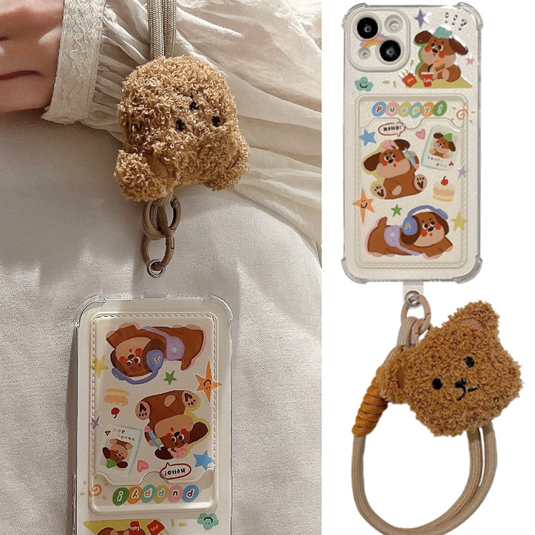 สีสันสุนัขหมีสายรัดข้อมือiphone 15 เคสโทรศัพท์ 11 12 13Mini 13Pro Max 15Plus XR XS Max 6 7 8 Plus SE2020 iPhone 14ProMaxการ์ดฝาครอบโทรศัพท์โซ่แขวนเชือกน่ารักKB