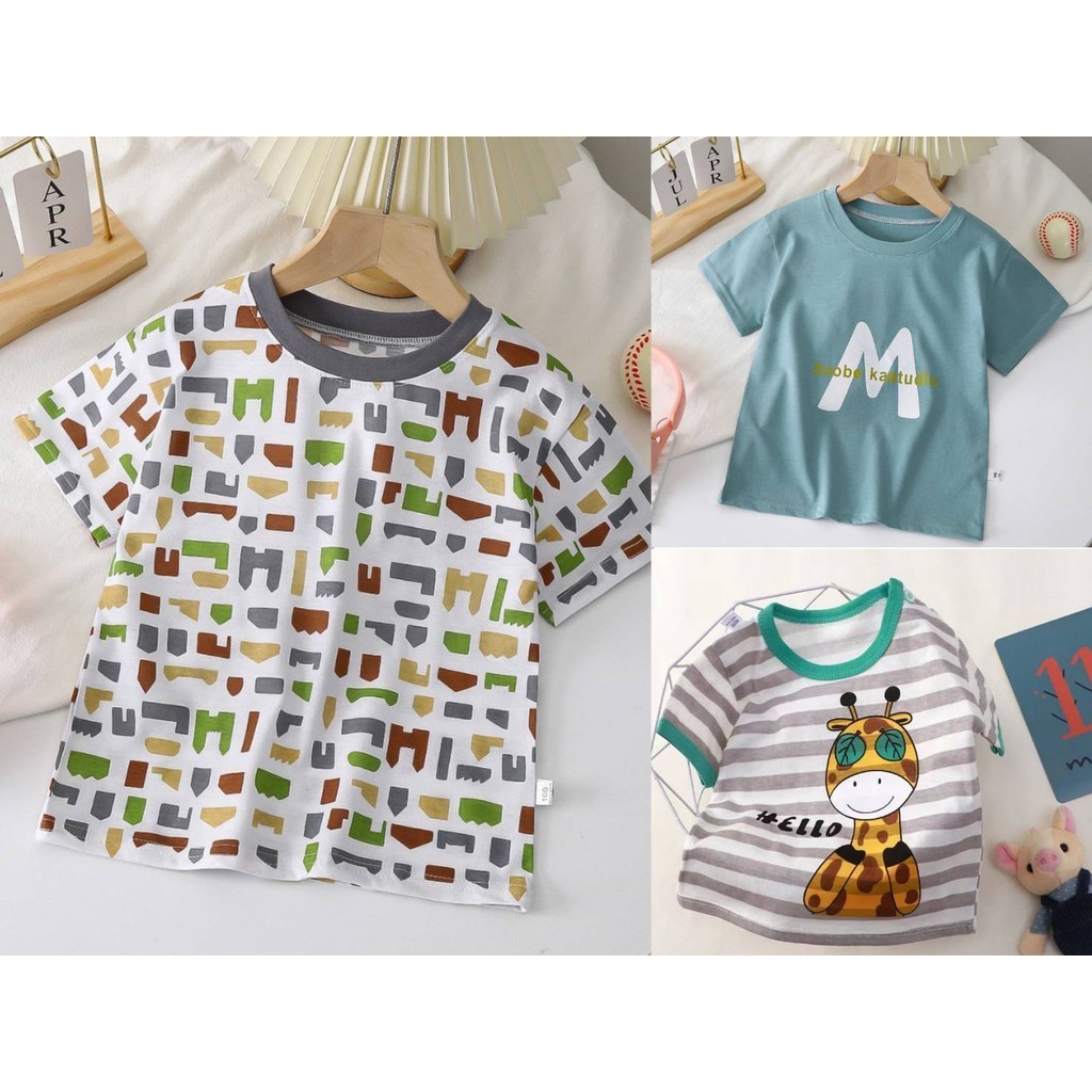 เสื้อยืดแขนสั้นลําลอง คอกลม ผ้าฝ้าย ขนาดเล็ก แฟชั่นฤดูร้อน สําหรับเด็กผู้ชาย