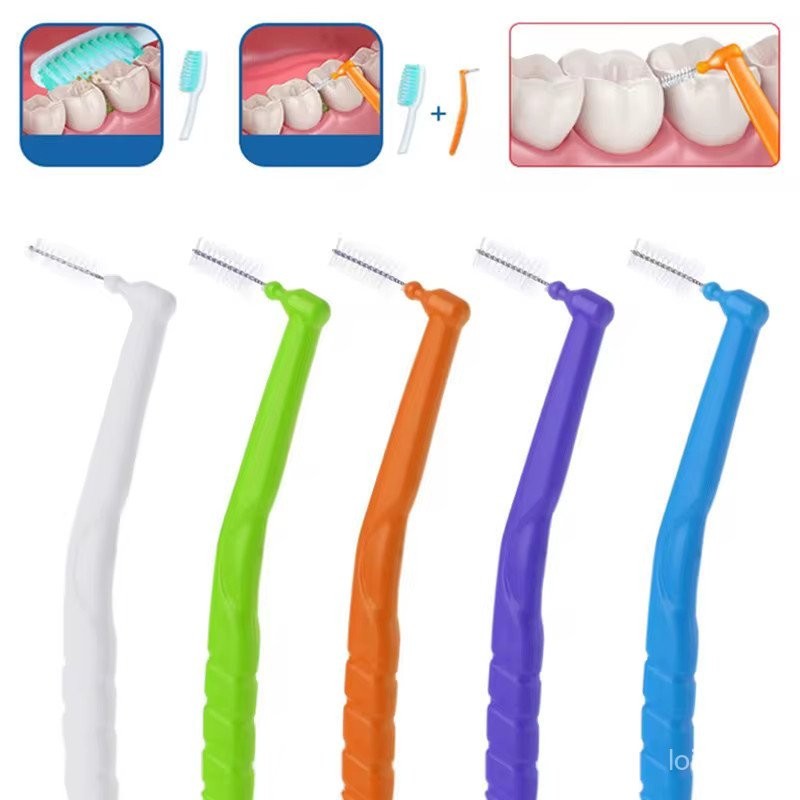 (สินค้าส่งจากประเทศไทย) L รูปร่างหมากฝรั่ง Interdental แปรงทำความสะอาดฟันฟันทันตกรรมเครื่องมือไม้จิ้มฟันแปรง Interdental สำหรับผู้ใหญ่ขายส่ง แปรงซอกฟัน gum