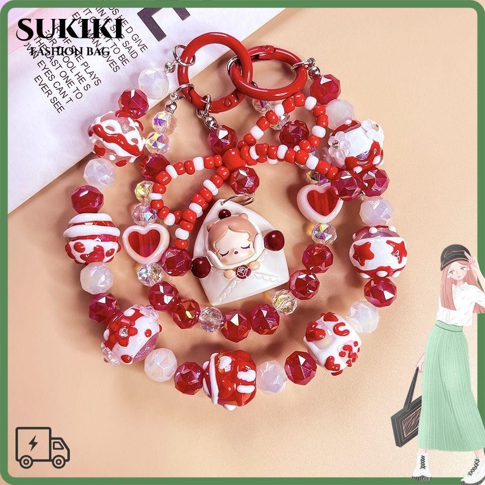 Sukiki สายคล้องโทรศัพท์มือถือ Pop Mart Pop Bean สร้อยข้อมือโซ่โทรศัพท์, กระเป๋าอุปกรณ์เสริมการ์ตูน Labubu SP Molly ฟองสบู่ Charm เชือก Choker สําหรับทารกสาม
