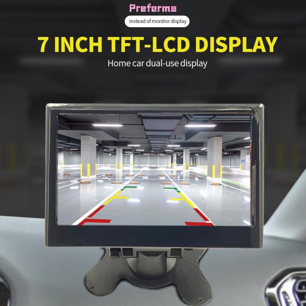 Preferme 7 นิ้วรถดูด้านหลังจอแสดงผล Monitor TFT หน้าจอสี LCD กล้องมองหลังปลอดภัยที่จอดรถย้อนกลับสนับสนุนพร้อมกล้องติดรถยนต์ H9Z7