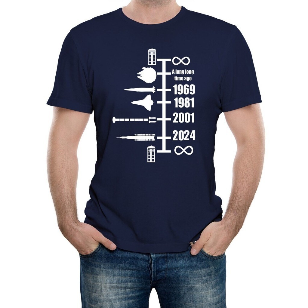 เสื้อยืด SpaceShip Timeline - แรงบันดาลใจจาก Doctor Who Star Wars Star Trek Funny