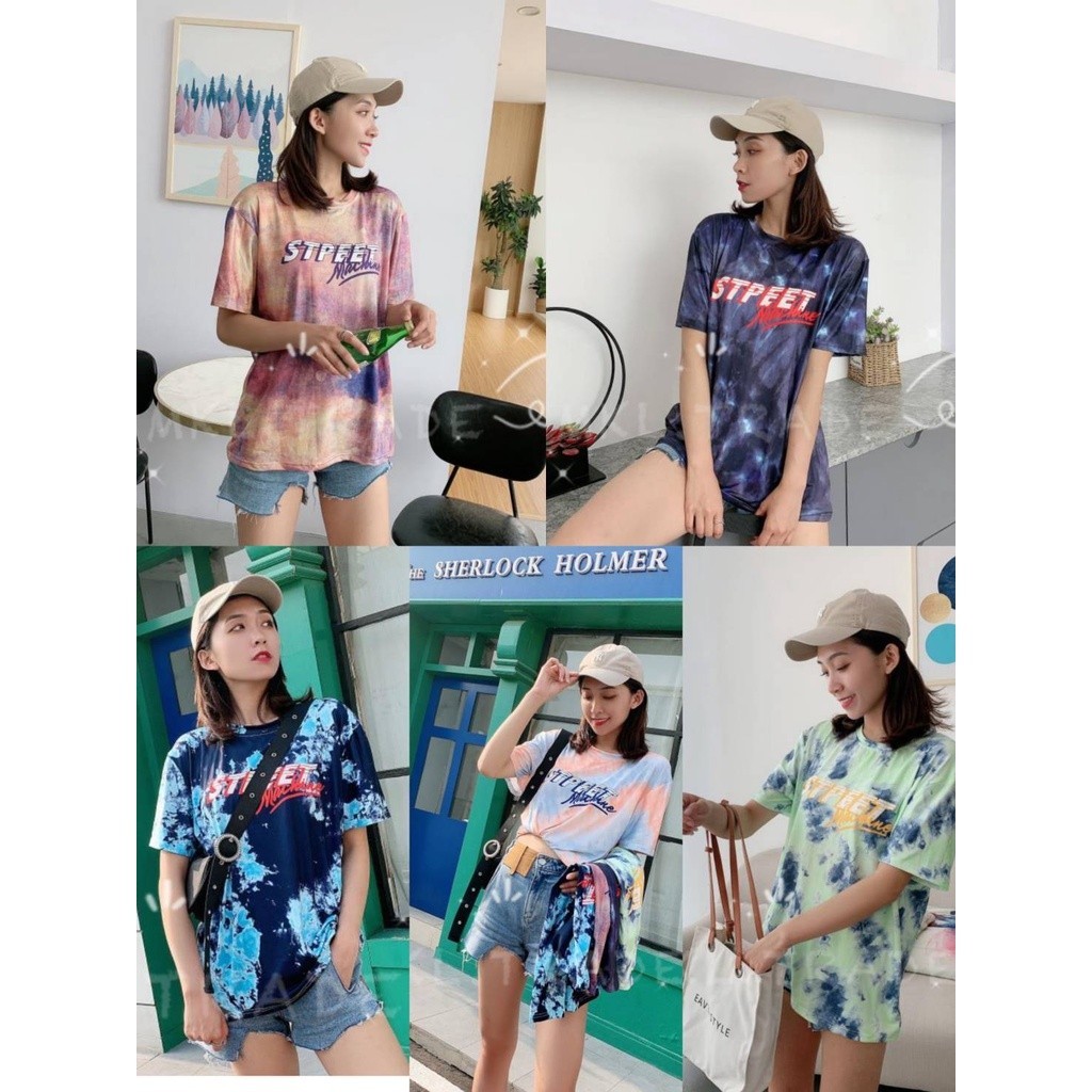 ✨ Cynthai ✨ เสื้อลายมัดย้อม สกีนลายอักษร ทรง oversize  เนื้อผ้าใส่สบาย 5สี #9735