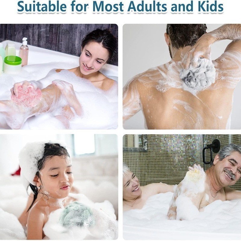 ลูกอาบน้ําขนาดใหญ่สองสี - ตาข่ายฟองนุ่ม - ดอกไม้อาบน้ําขัดผิว - เครื่องขัดหลัง - รูปที่ 4