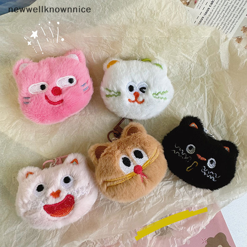 Newwellknownnice หัวแมวน่ารักตุ๊กตาของเล่นตุ๊กตาพวงกุญแจ Fluffy Soft ตุ๊กตากระเป๋าเป้สะพายหลังกระเป๋าจี้ Key แหวนของขวัญสําหรับแฟนเด็ก TH