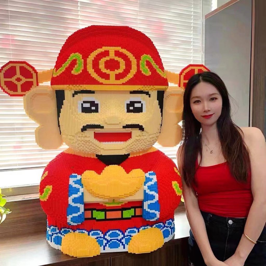 เทพเจ้าแห่งความมั่งคั่ง สไตล์ใหม่เข้ากันได้เลโก้อาคารบล็อกอนุภาคขนาดเล็กแมวนําโชคของเล่นเพื่อการศึกษาของขวัญวันเกิดส 0808