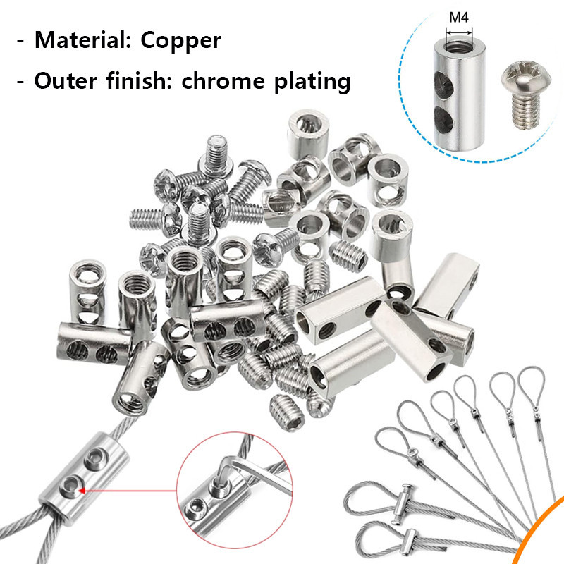 5/10pcs Adjustable Wire Rope Buckles Clamp Single/Double Hole for DIY Light Hanging Clamp, Telescopic Double Hole Thread Lock Clamp