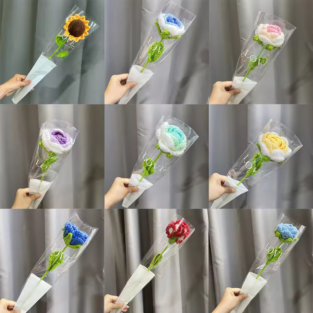 40cm ทอผ้าแฮนด์เมด ช่อดอกไม้ ดอกไม้ตกแต่ง ของตกแต่งบ้าน เครื่องประดับตั้งโต๊ะ วันวาเลนไทน์ ของขวัญแม่