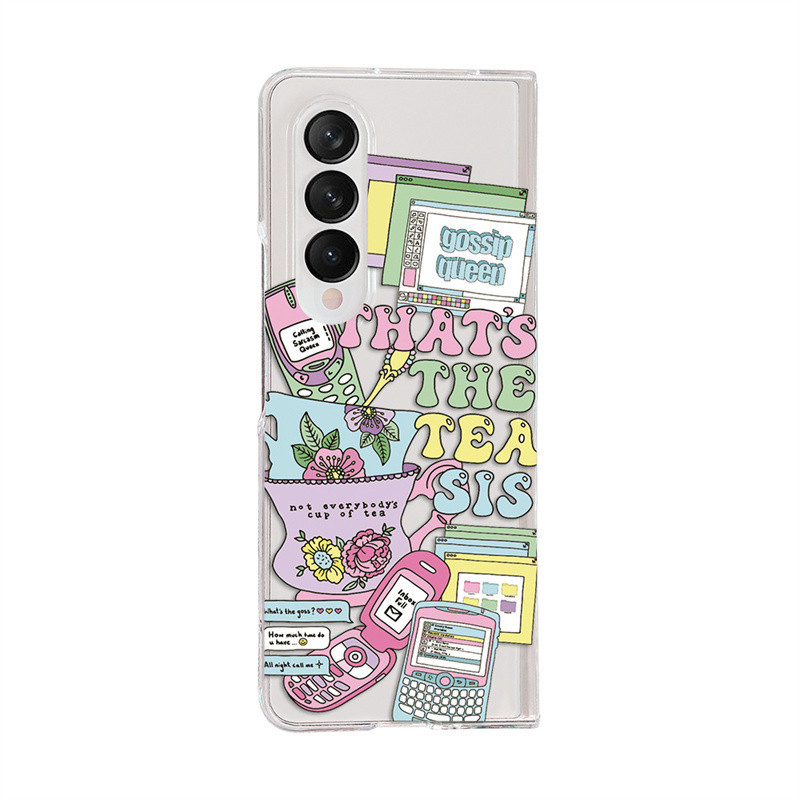 สําหรับ Samsung Galaxy Z Fold 3, Z Fold 4, Z Fold 5, Z Fold 6, เคสโทรศัพท์แบบพับได้รูปแบบฉลาก Nostalgic, PC คุณภาพสูงโปร่งใสฮาร์ดฝาครอบป้องกัน ราคา ถูกที่สุด ดีลบีเคเค แกลเลอรีภาพที่ 9