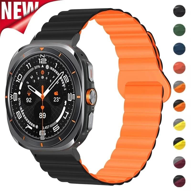 สายรัดแม่เหล็กสําหรับ Samsung Galaxy Watch Ultra 47 มม.ซิลิโคนไม่มีช่องว่าง Sport Loop Quick Fit สร้อยข้อมือสําหรับ Galaxy Watch 7 Ultra