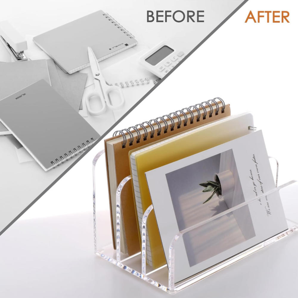 อะคริลิคแฟ้ม Mail Desktop Organizer Sorters,3 ช่องบันได Clear Desk Letter Organizer สํานักงานเอกสาร Sorter ผู้ถือ,ซองจดหมายโฟลเดอร์ Racks สําหรับสํานักงาน,Home