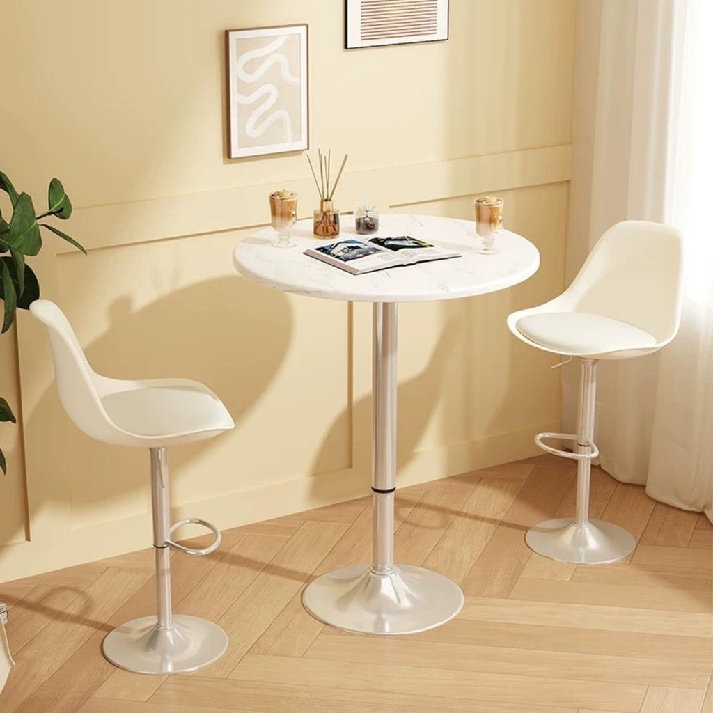 โต๊ะกลมโมเดิร์น DD-197 รุ่นปรับระดับ สไตล์มินิมอล เก๋มาก ตกแต่งคาเฟ่ ร้านอาหาร