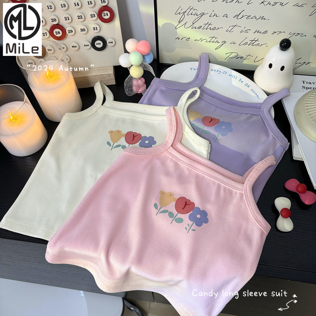 [ML] 80-170 ซม.เด็กผู้หญิงเสื้อกั๊ก Class หญิงสลิงฤดูใบไม้ผลิฤดูร้อนฤดูใบไม้ร่วงฤดูหนาวด้านใน Match เวอร์ชั่นเกาหลี Baby Soft All-Match สไตล์ใหม่ด้านบน