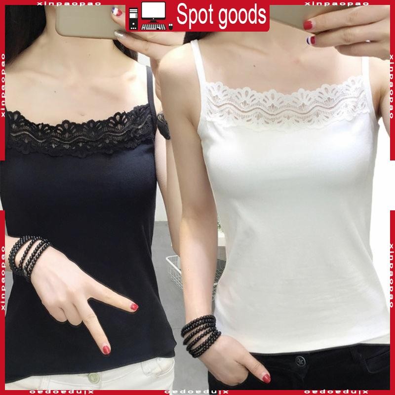 Xi ผู้หญิงสปาเก็ตตี้สําหรับ Tank Tops สุภาพสตรีเสื้อกั๊ก All-matching ลูกไม้ Camisole ฤดูร้อน Cami Crop Tops กีฬา Sleevele