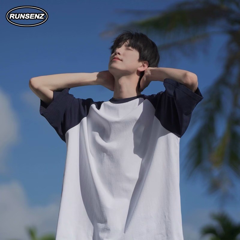 M-8xl เกาหลีการออกแบบ Sense Raglan T เสื้อผู้ชาย Plus ขนาดรอบคอลําลองหลวม Oversize Tee ราคา ถูกที่สุด ดีลบีเคเค แกลเลอรีภาพที่ 8
