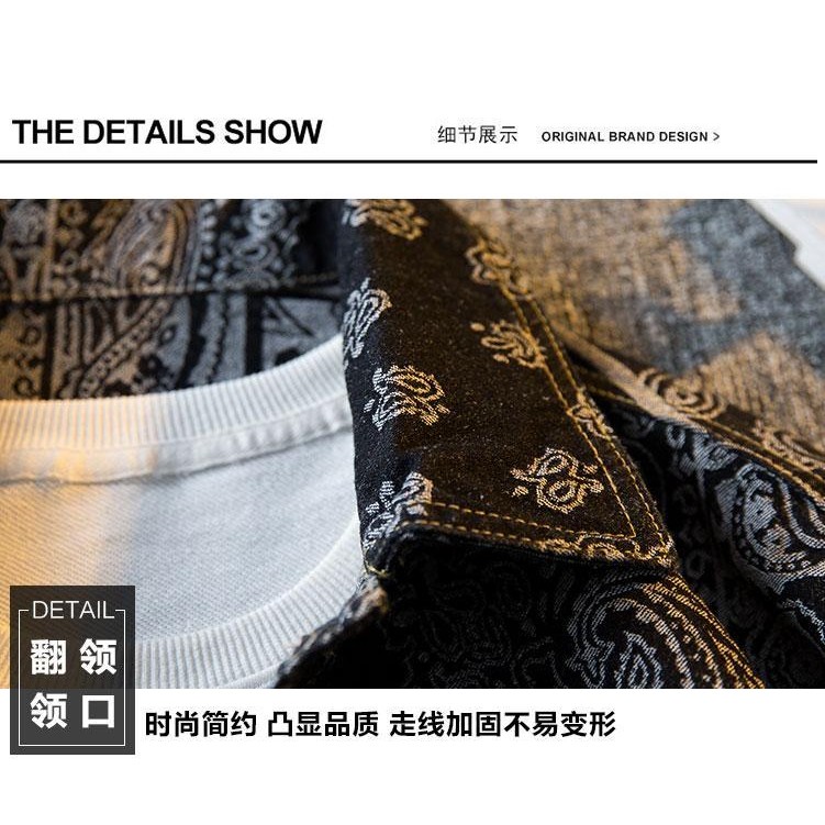 Begonia Boutique ผู้หญิงชาติพันธุ์ดอกไม้เม็ดมะม่วงหิมพานต์แจ็คเก็ตยีนส์ฤดูใบไม้ผลิฤดูใบไม้ร่วงออกแบบ Niche Street สวมใส่ Retro เสื้อแจ็คเก็ตลําลองผู้ชาย - รูปที่ 5