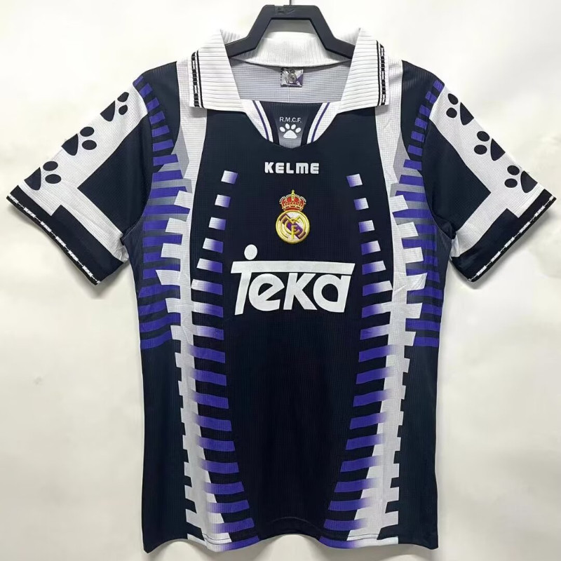 1997/98 Real Madrid 2 Away Vintage Jersey S-XXL ผู้ใหญ่คุณภาพสูงแขนสั้นเสื้อแห้งเร็วกีฬาฟุตบอลด้านบน