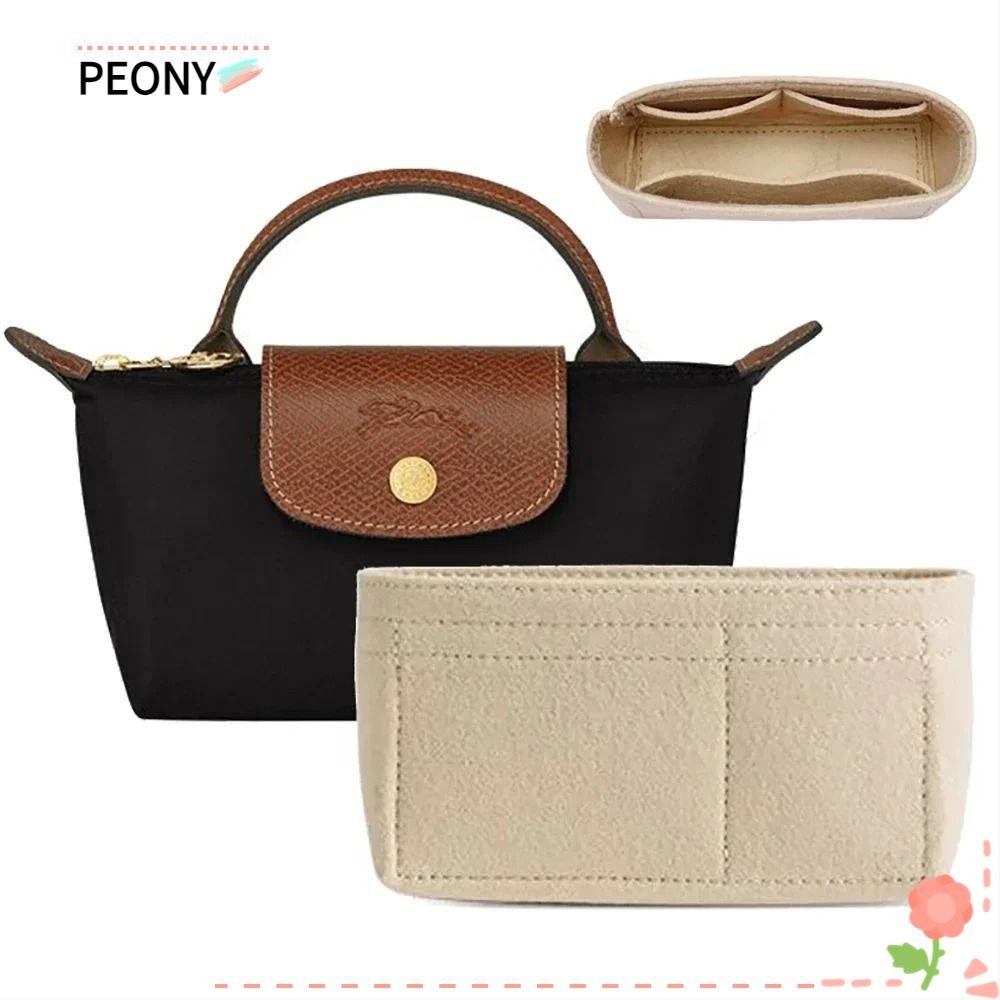 Peonypavilion 1 ชิ้น Linner กระเป๋า, กระเป๋าเก็บกระเป๋าหลายช่อง, กระเป๋าเดินทางแบบพกพา Felt Bag Organizer สําหรับ Longchamp Mini Bag