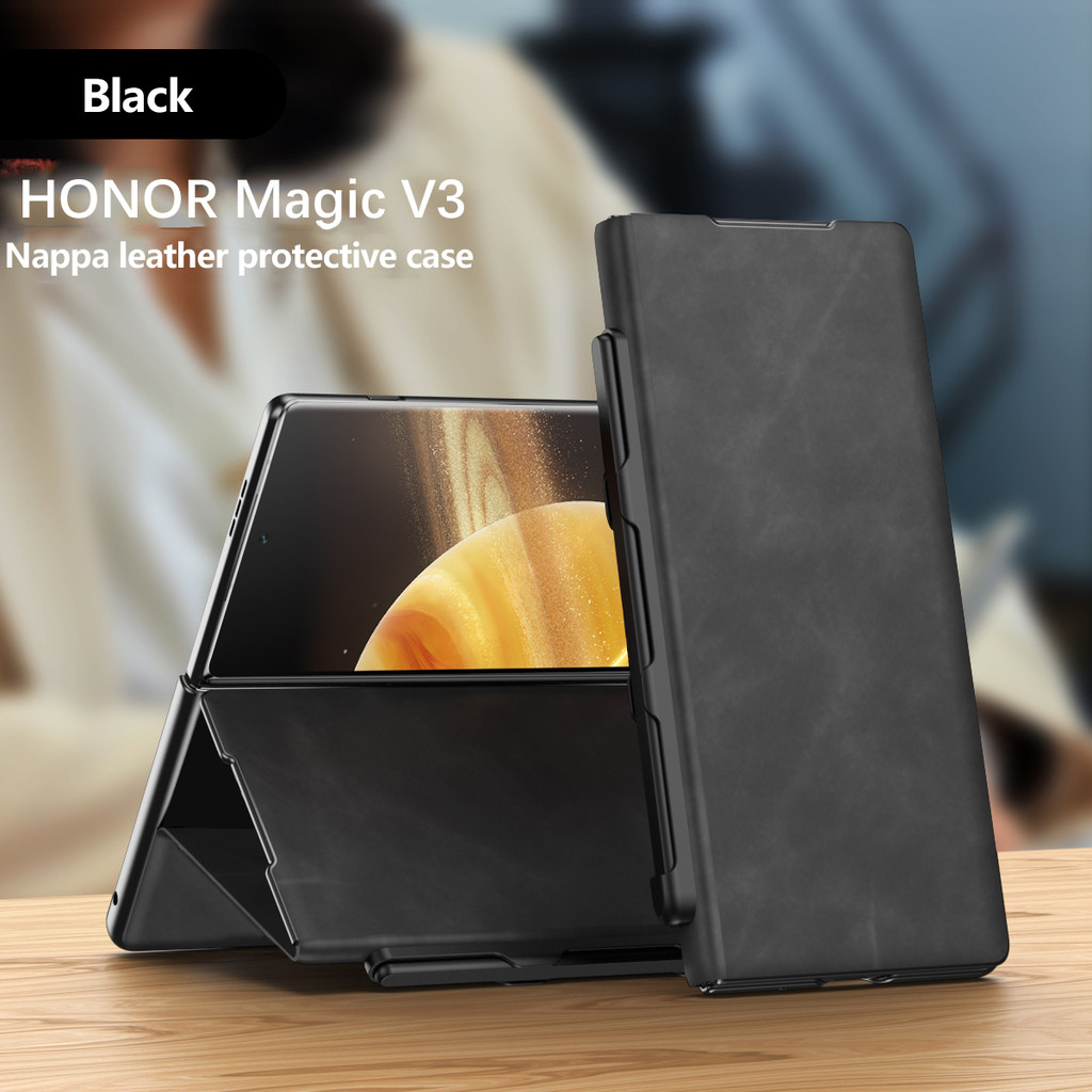 ความรู้สึกผิว Nappa Pen Slot Flip Leather Mobile Phone Case Cover For Honor Magic V3