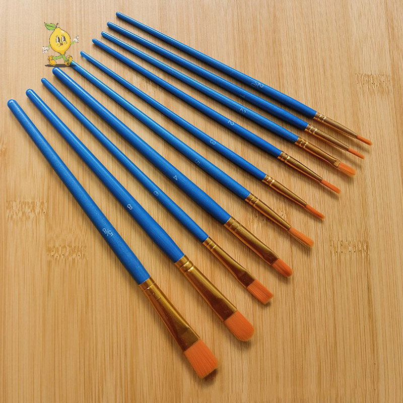 [mozh] 10 ชิ้นสี Brushe ชุดไนลอน Paing แปรงสั้น Rod น้ํามันแปรงอะคริลิคปากกาสีน้ําคุณภาพสูงอุปกรณ์ศิลปะ [TH]