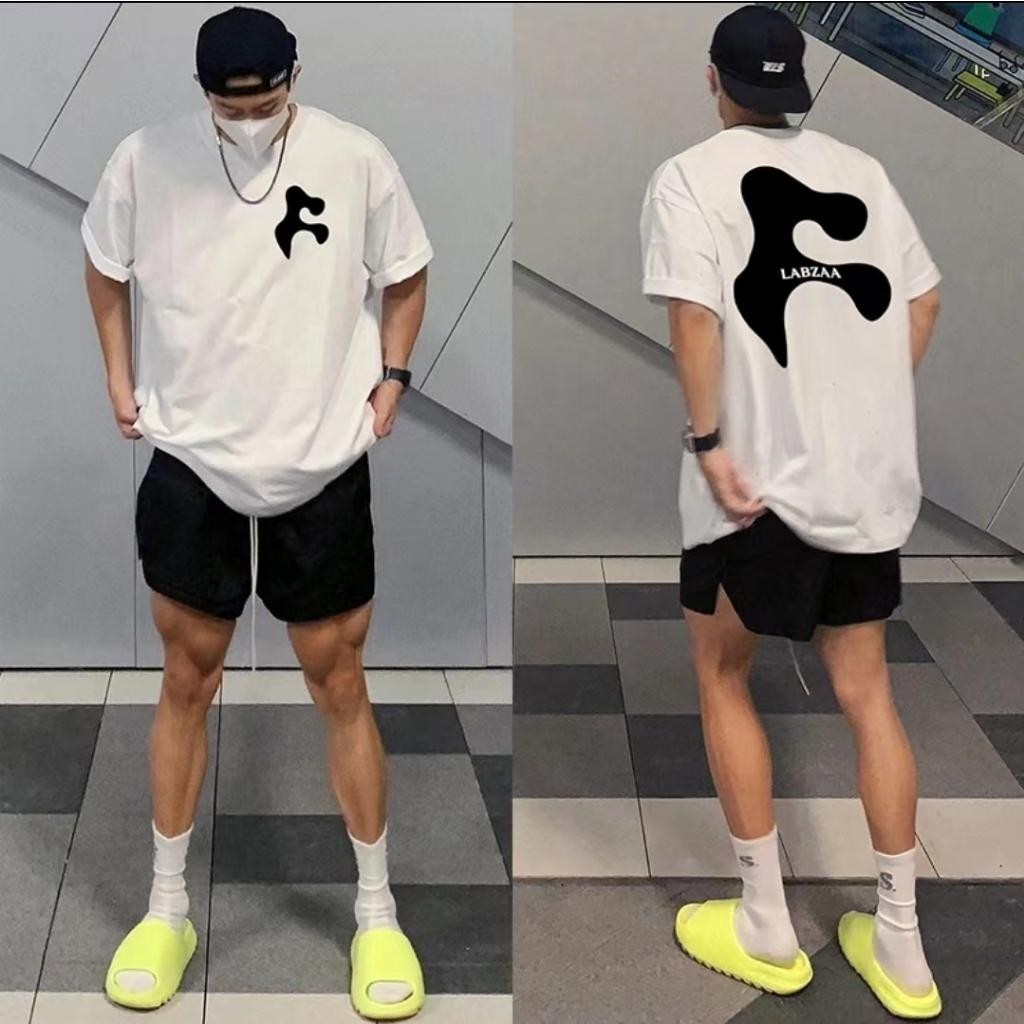 (จัดส่งตลอด 24 ชั่วโมง) 1เสื้อยืดแฟชั่น oversize ลายสกรีน2หน้าLABZAA02 ผ้าCOTTON100% ผ้าใส่สบาย สไตล์เกาหลี วัยรุ่น ขาว