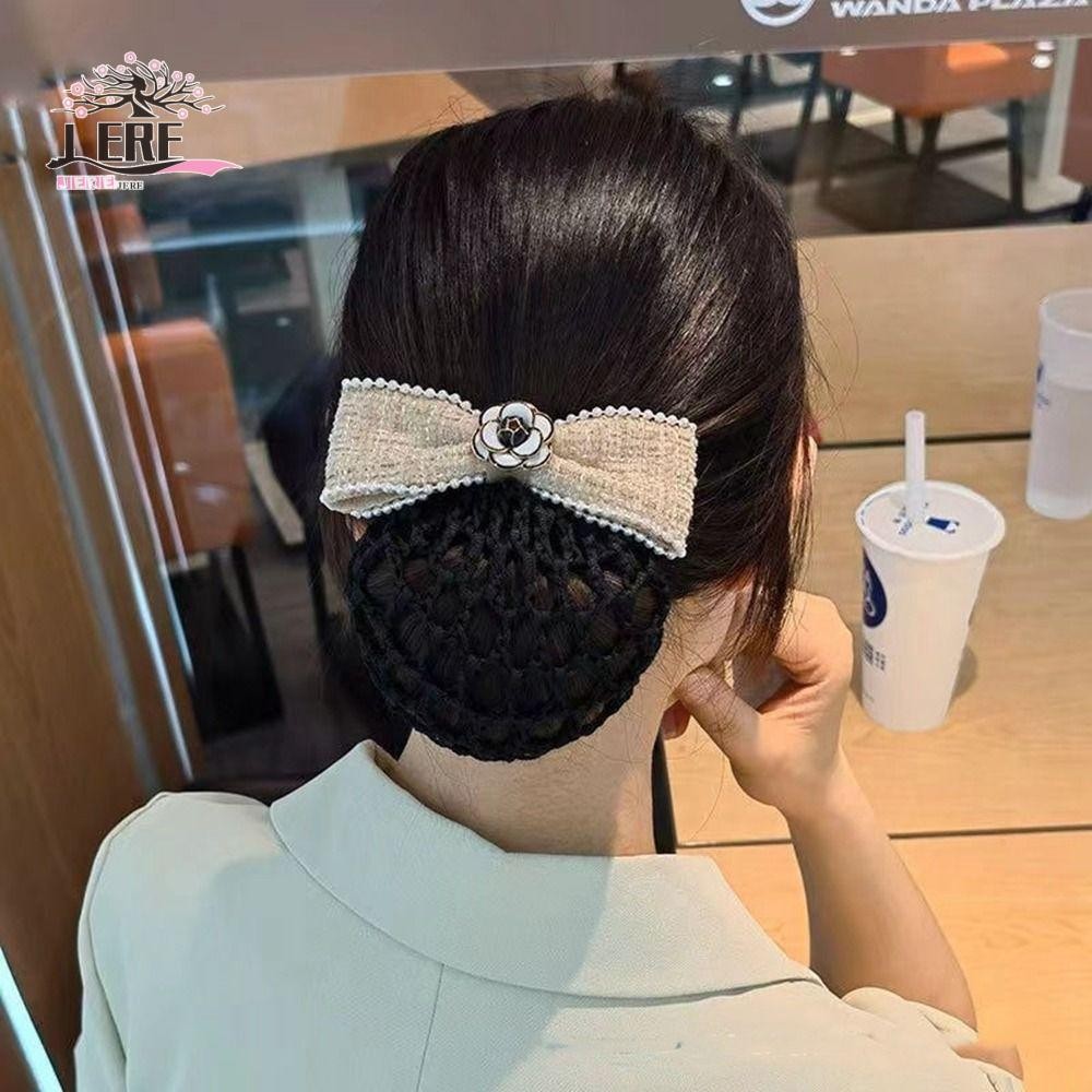 Jeremy1 Professional Headdress กิ๊บติดผม Elegant Sweet Bowknot หางม้าคลิป Camellia ดอกไม้ Pearl Airline Stewardess Headwear เกาหลี Bun Snood