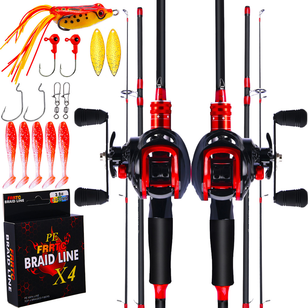 ชุดตกปลา Corbon Casting Rod Baitcasting Reel 7.2:1 อัตราทดเกียร์ Joran Pancing ชุดรอกตกปลา 2 ส่วนเบ็ดตกปลา