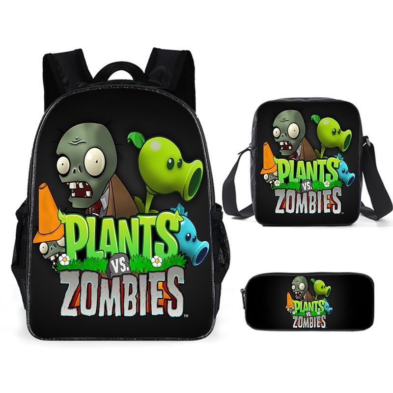 Plants vs. Zombies กระเป๋าเป้สะพายหลัง Plants vs. Zombies กระเป๋านักเรียนกระเป๋าเป้การ์ตูนอะนิเมะ