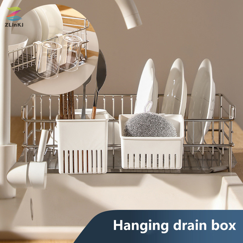 Zlinkj กลับแขวนพลาสติกระบายน้ําตะกร้าเก็บห้องครัวห้องน้ํา Mini Organizer กล่องเก็บแบบพกพาคอนเทนเนอร์ใหม่