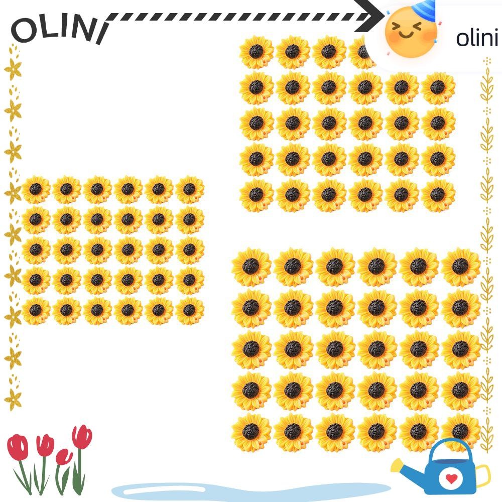 Olini 30 ชิ้นดอกทานตะวัน Charms พวงกุญแจ DIY หัตถกรรมสร้อยคอสร้อยข้อมือเรซิ่น Flatback Cabochon