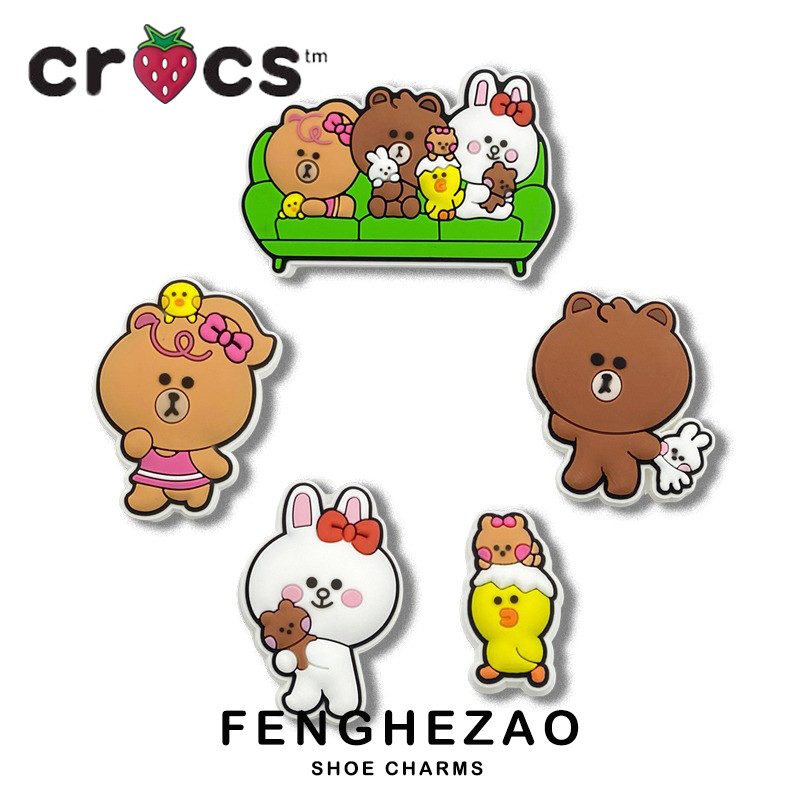 Jibbitz crocs charms รองเท้าหลุมอุปกรณ์เสริม crocs รองเท้าดอกไม้ตกแต่งหัวเข็มขัดสนุกการ์ตูนหมีสีน้ําตาลหัวเข็มขัดรองเท้า