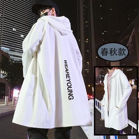 C c0902-ฤดูใบไม้ร่วงฤดูใบไม้ผลิชายความยาวกลางอินเทรนด์เสื้อคลุมWindbreakerผู้ชายยาวAll-Match Robeเสื