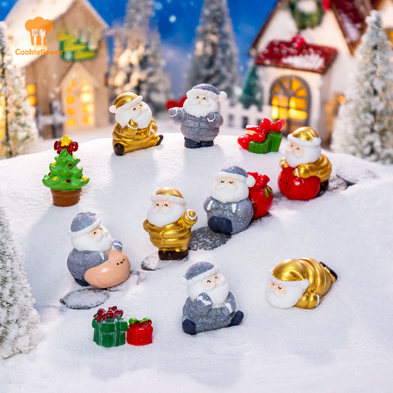 Ckfr คริสต์มาสเรซิ่น Micro ภูมิทัศน์เครื่องประดับขนาดเล็กบ้านสวนตกแต่ง Santa Claus Diy หัตถกรรมตกแต่งใหม่