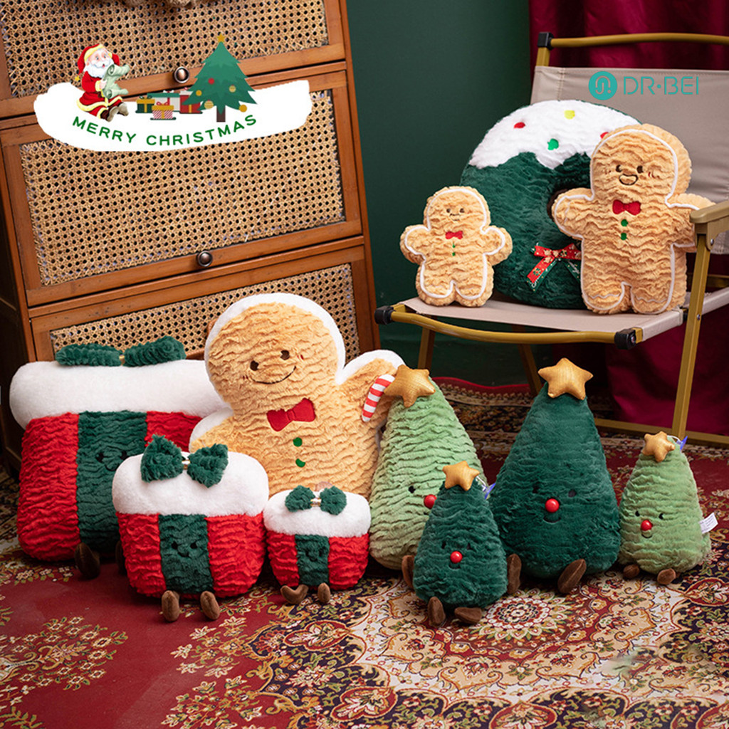Dr.bei ตุ๊กตาคริสต์มาสของเล่นตุ๊กตา Gingerbread Man Xmas Tree Doughnut ตุ๊กตาโยนหมอน Holiday Home Room Decor สําหรับคริสต์มาสวันเกิด