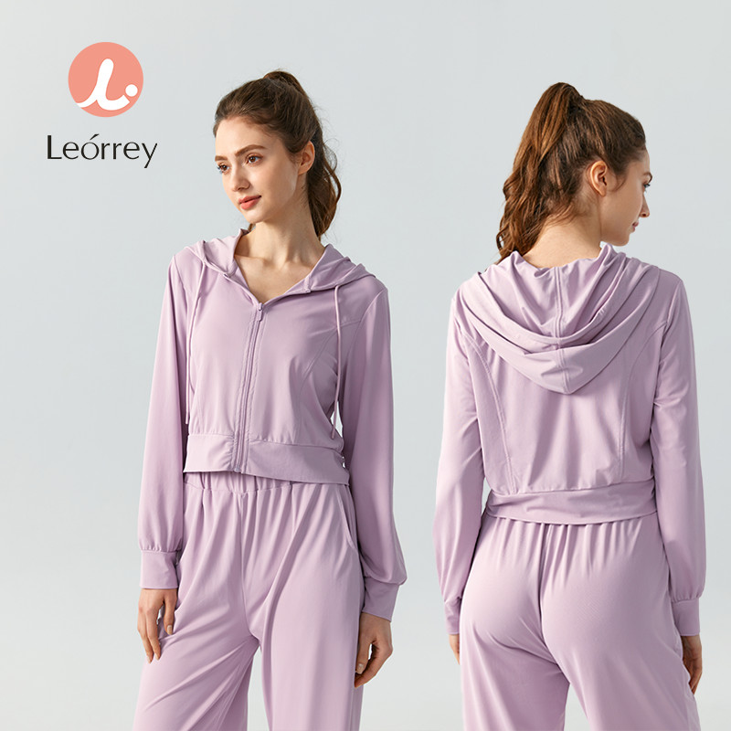 Leorrey-บางหลวมและระบายอากาศวิ่งโยคะแจ๊กเก็ตออกกำลังกายแขนยาว