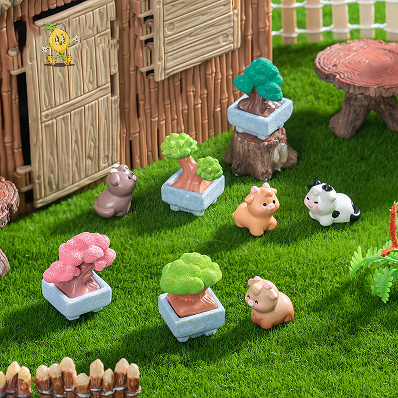 [mozh] Figurines Miniatures ต้นไม้ขนาดเล็กน่ารักกระถาง Micro ภูมิทัศน์เครื่องประดับสําหรับตกแต่งบ้านอุปกรณ์สํานักงาน [TH]
